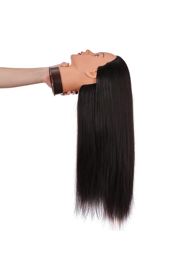 Hairingrid 26"-28" Mannequin Head Hair Styling Training Head Manikin Cosmetology Doll Head Synthetic Fiber Hair and Free Clamp Holder (Black-) - Image 4