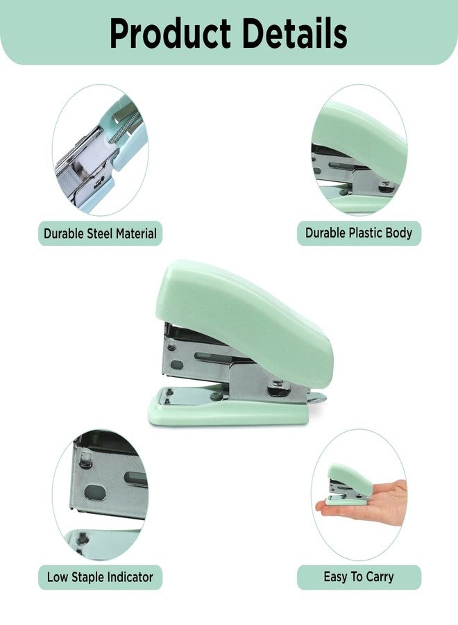 NFI Essentials Mini Stapler - Assorted Color, 12 Sheet Capacity, Built-in Staple Remover & 640 Standard Staples - Image 5