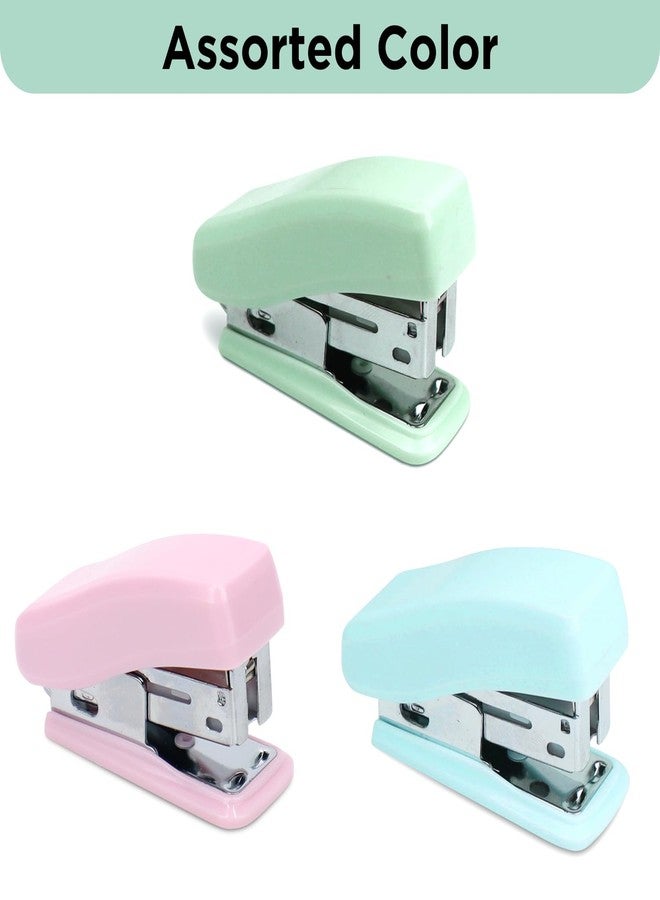 NFI Essentials Mini Stapler - Assorted Color, 12 Sheet Capacity, Built-in Staple Remover & 640 Standard Staples - Image 2