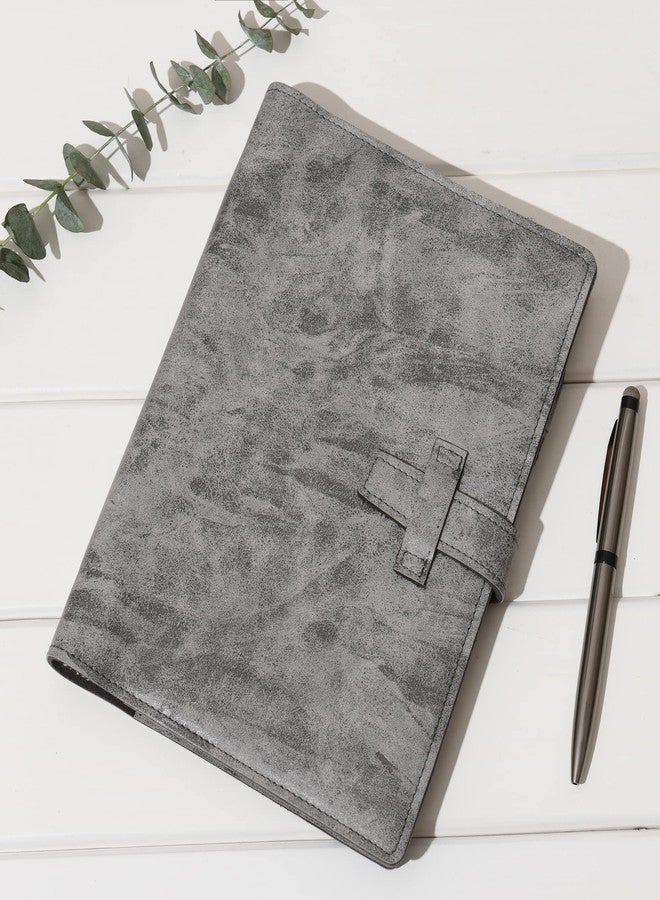 Wonderpool Leather Journal Refillable Binder A5 Writing Notebook Folder Organiser with Dotted Paper & Multi Pockets Cover for Business School Travel (A5, Grey) - Image 2