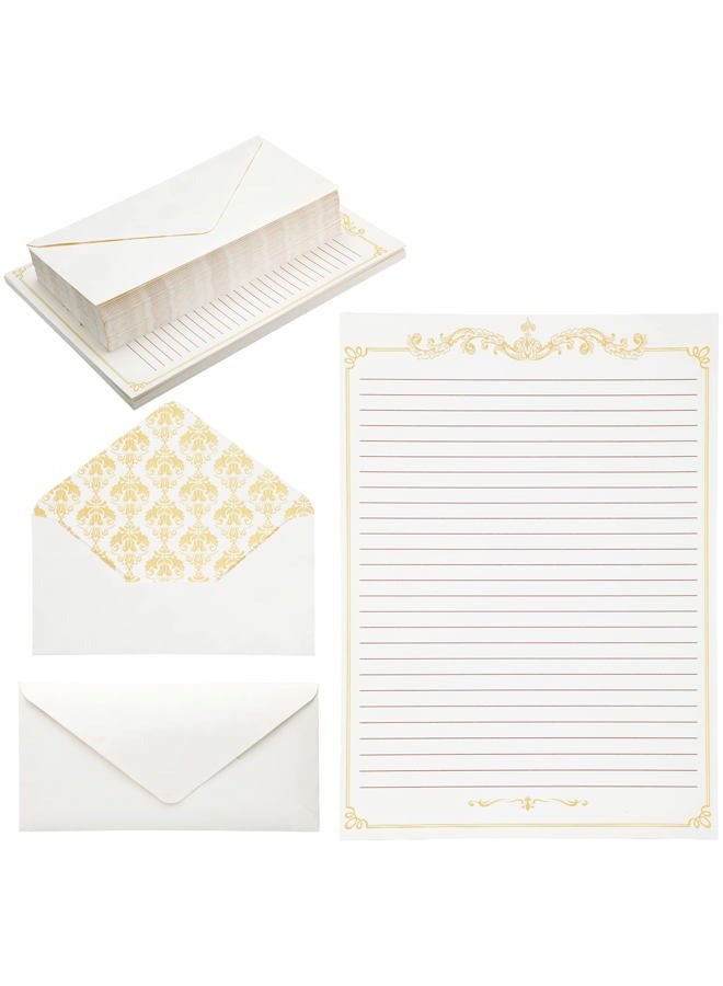 Eersida 150 Sheets Vintage Stationery Paper and Envelopes Letter Set Includes 100 Vintage Paper Letter Writing Paper and 50 Vintage Envelope, 4.3 x 8.45 Inch for School Office (7.25 x 10.2 Inch, Lined Style) - Image 1