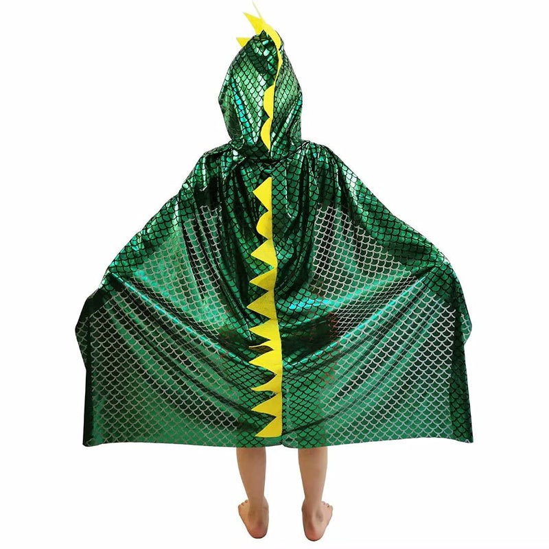 OLLULL Dinosaur Cape Dragon Hooded Cloak Halloween Costume Boy Girl Toddler Dress Up Clothes 3-8 Years Old Color Green - Image 3