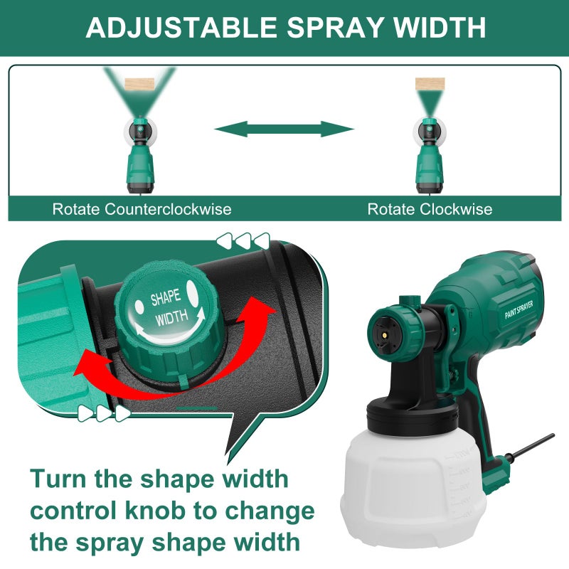 WIBENTL Paint Sprayer, 700W HVLP Spray Gun with 4 Brass Nozzles & 3 Patterns, Paint Gun with Adjustable Spray Width, Paint Sprayers for Home Furniture, Cabinets, DIY Works, Door, Garden Chairs etc. - Image 3