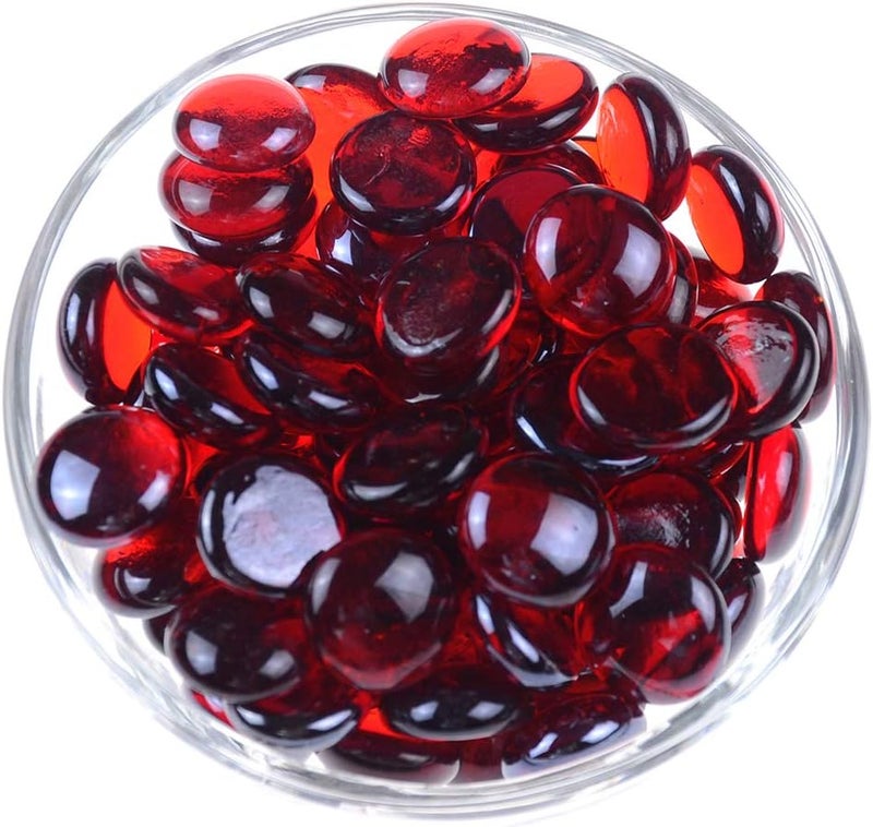 KINGOU Flat Glass Gems/Marbles/Stones/Beads for Vase Filler, Table Scatter, Games - 1 Lbs (17-19mm, Approx. 3/4")-Red - Image 3