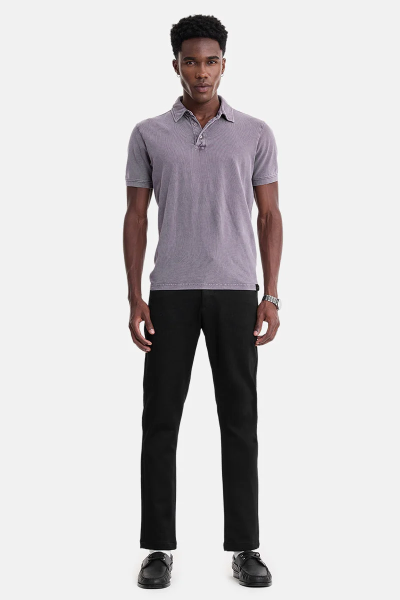 SNITCH Black Black Solid Slim Fit Festive Chinos for Men | Best Price UAE