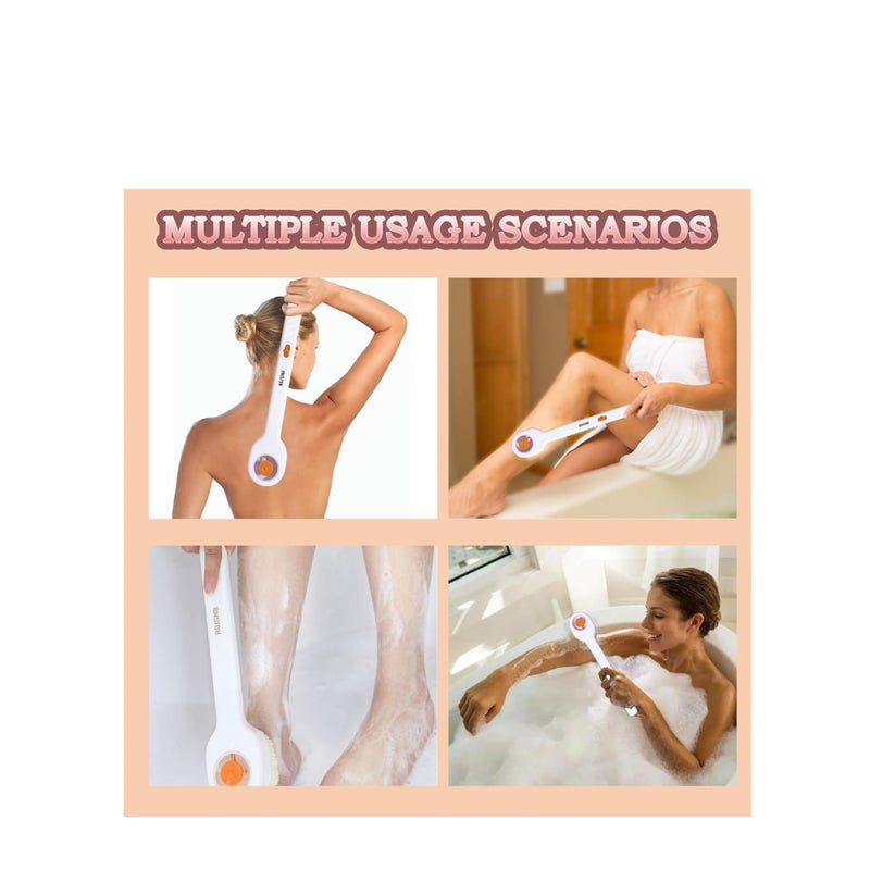 Back Scrubber for Shower, Body Brush with Long Handle, Soft Bristles Body Scrubber with Soap Dispenser Storage, Exfoliating Bath Brush for Dry Brush, Women Men Gifts（White） - Image 5