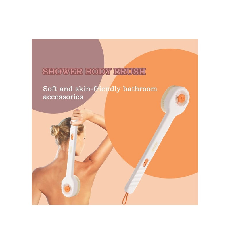 Back Scrubber for Shower, Body Brush with Long Handle, Soft Bristles Body Scrubber with Soap Dispenser Storage, Exfoliating Bath Brush for Dry Brush, Women Men Gifts（White） - Image 3