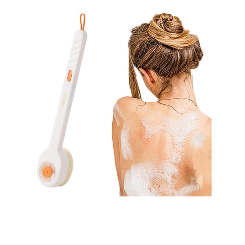 Back Scrubber for Shower, Body Brush with Long Handle, Soft Bristles Body Scrubber with Soap Dispenser Storage, Exfoliating Bath Brush for Dry Brush, Women Men Gifts（White） - Image 1