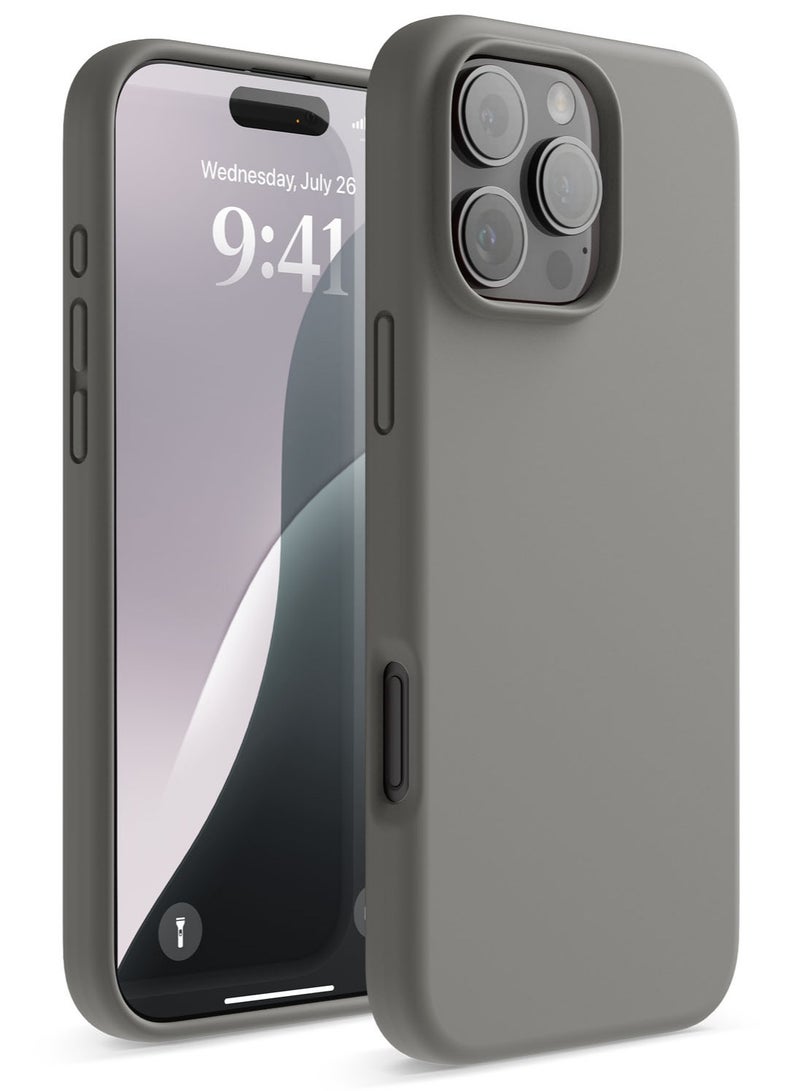 Elago Liquid Silicone for iPhone 16 Pro MAX Case Cover Full Body Protection, Shockproof, Slim, Anti-Scratch Soft Microfiber Lining - Medium Gray - Image 1