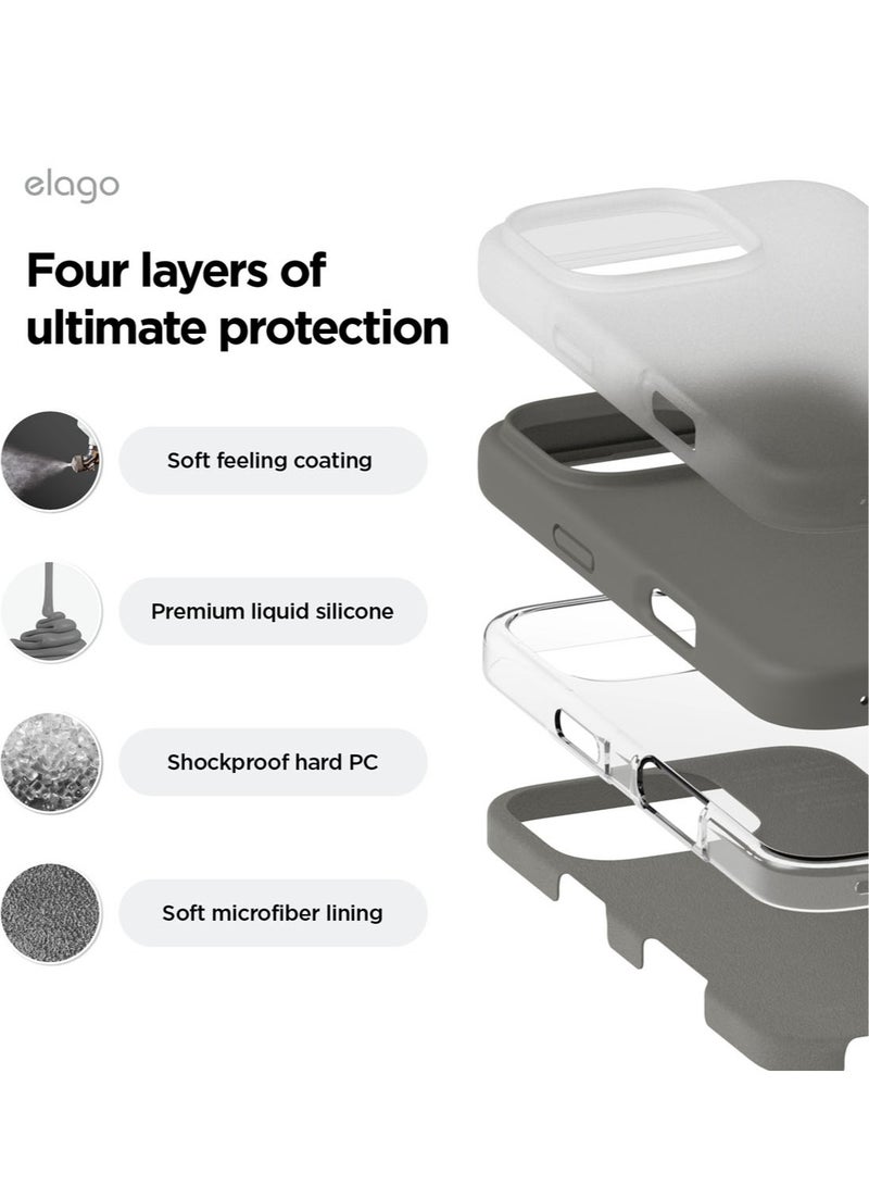 Elago Liquid Silicone for iPhone 16 Pro MAX Case Cover Full Body Protection, Shockproof, Slim, Anti-Scratch Soft Microfiber Lining - Medium Gray - Image 4