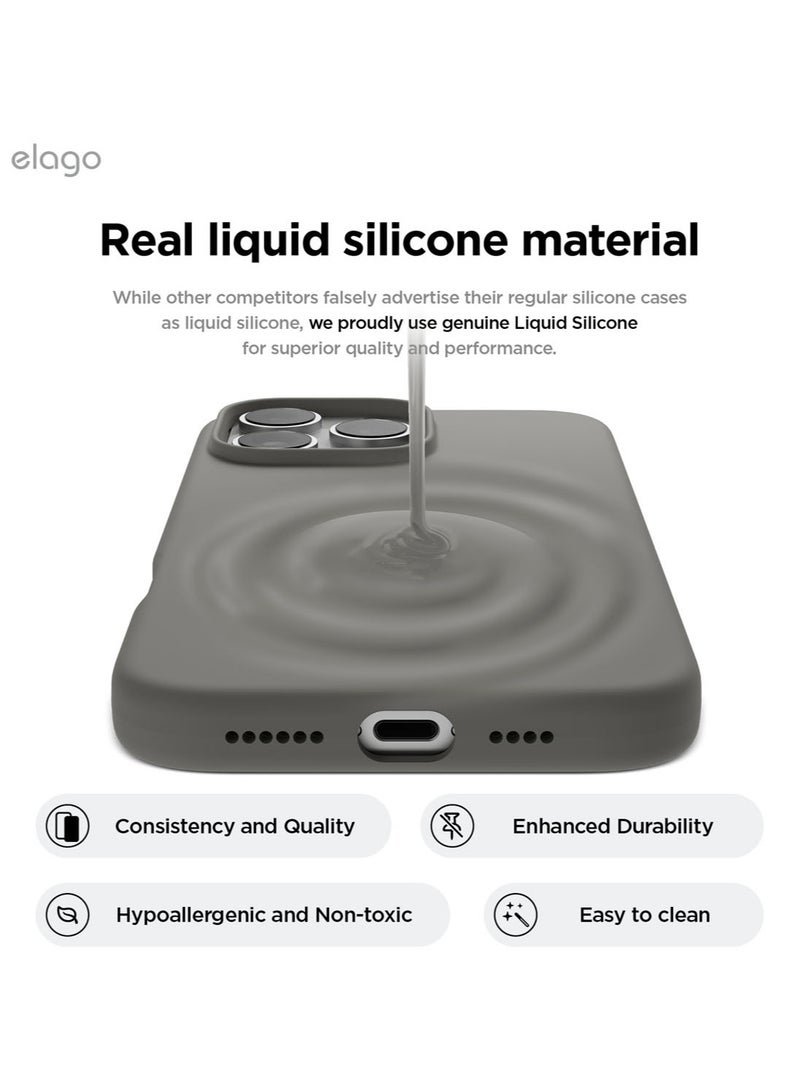 Elago Liquid Silicone for iPhone 16 Pro MAX Case Cover Full Body Protection, Shockproof, Slim, Anti-Scratch Soft Microfiber Lining - Medium Gray - Image 3