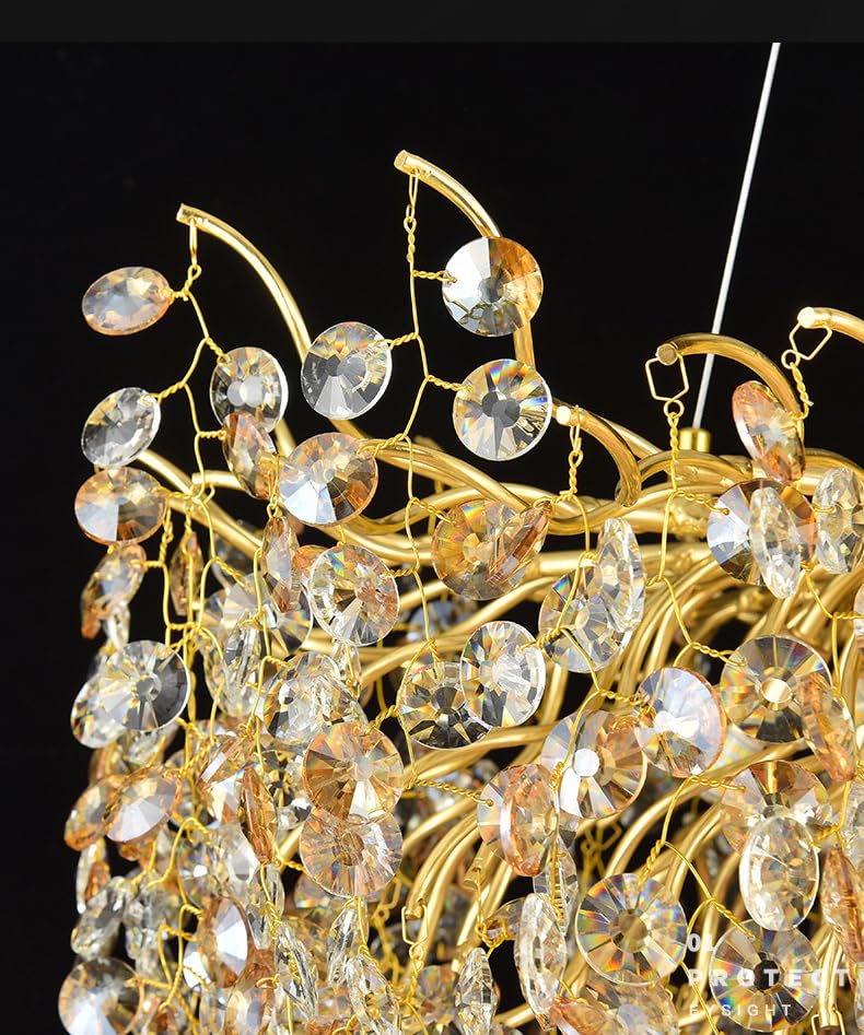 CITRA 800 MM Crystal Gold LED Tree Chandelier Light for Living Room Round Dining Room Chandelier Over Table - Warm White - Image 5