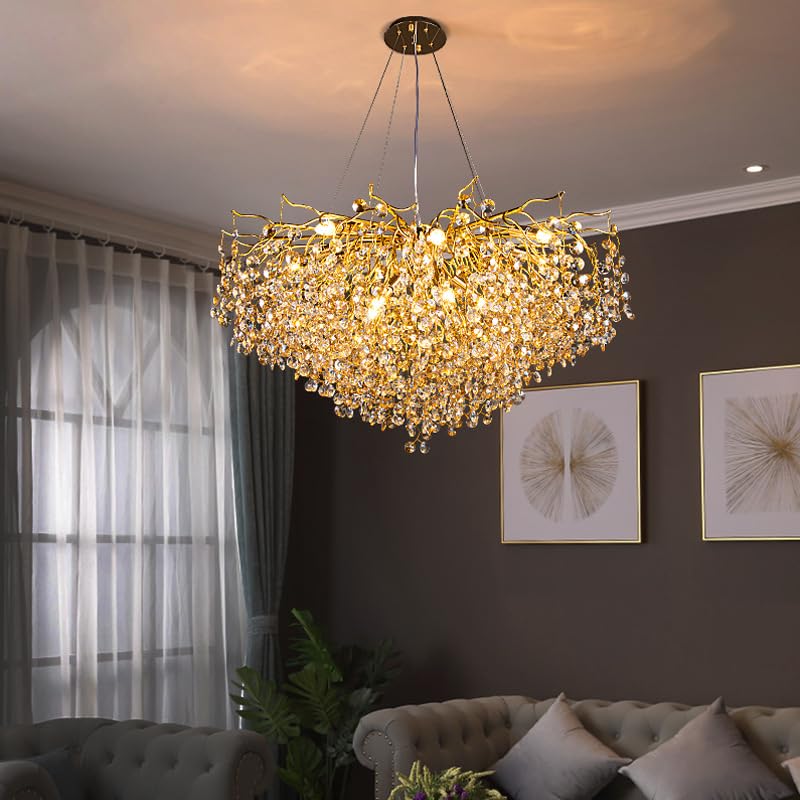 CITRA 800 MM Crystal Gold LED Tree Chandelier Light for Living Room Round Dining Room Chandelier Over Table - Warm White - Image 4