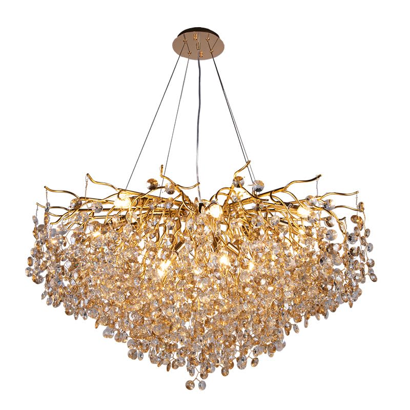 CITRA 800 MM Crystal Gold LED Tree Chandelier Light for Living Room Round Dining Room Chandelier Over Table - Warm White - Image 3