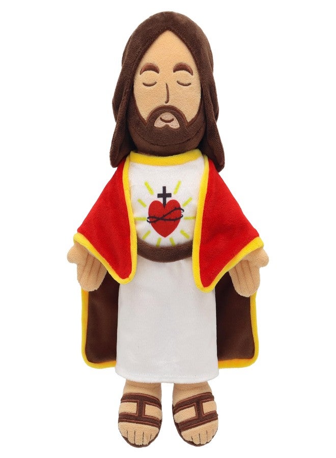 Yelakey 13.4" Jesus Plush Doll for Kids Jesus Plushie with Red Gold-Trimmed Shawl Christian Religious Gift for Christening & Easter Decoration (Red) - Image 1