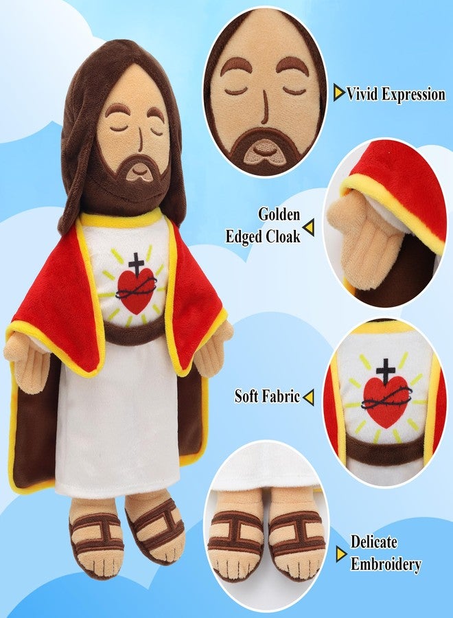 Yelakey 13.4" Jesus Plush Doll for Kids Jesus Plushie with Red Gold-Trimmed Shawl Christian Religious Gift for Christening & Easter Decoration (Red) - Image 2