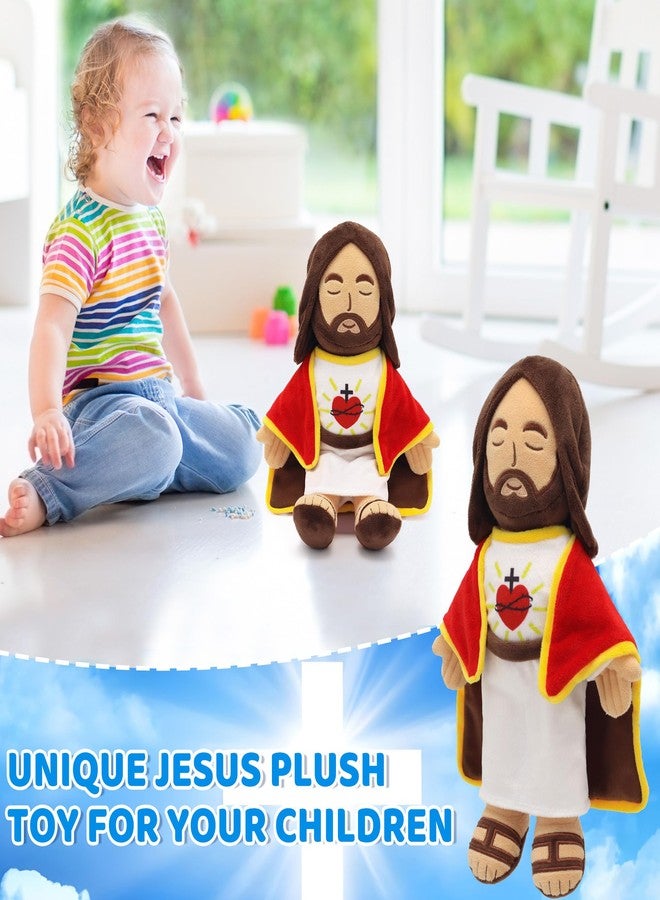 Yelakey 13.4" Jesus Plush Doll for Kids Jesus Plushie with Red Gold-Trimmed Shawl Christian Religious Gift for Christening & Easter Decoration (Red) - Image 3