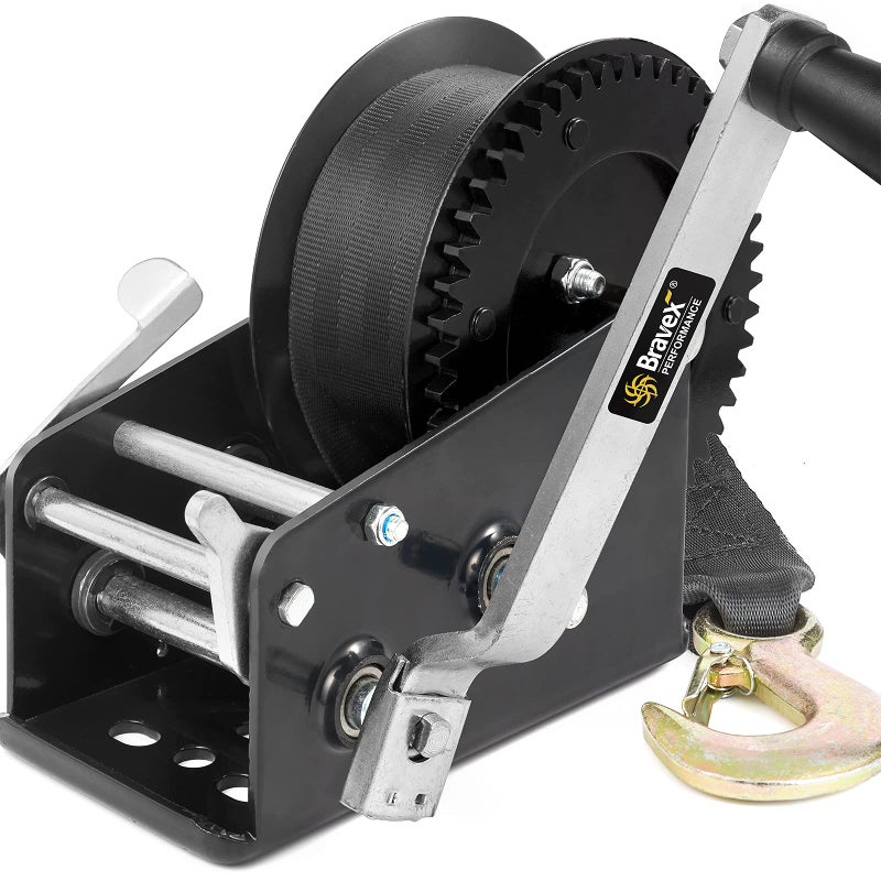 Megaflint Boat Winch Heavy Duty Steel 3500lbs Trailer Winch Hand Winch with Hook Two Way Ratchet Crank Winch for SUV ATV Gear Cable Winch Black - Image 3