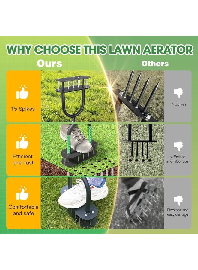 Onadak Lawn Aerator Spikes Aerating Tool, Manual Aeration Tools with Padded T-Handle, Wide Foot Plate - Image 5