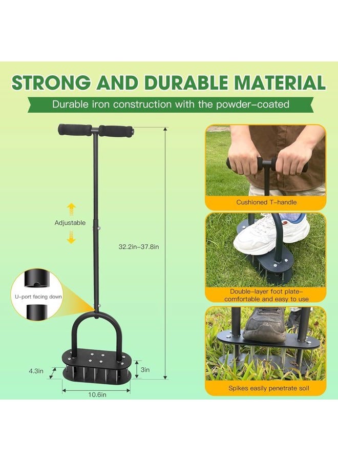 Onadak Lawn Aerator Spikes Aerating Tool, Manual Aeration Tools with Padded T-Handle, Wide Foot Plate - Image 2