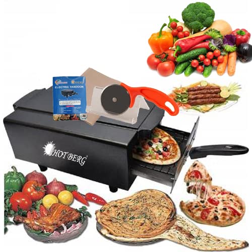HOTBERG HOTBERG Electric Tandoor Large with Aluminum Tray Shockproof Rubber Legs Pizza Cutter Magic Cloth Glove and Recipe Book 2000WBLACK  - Image 1