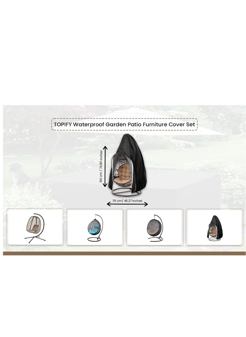Topify TOPIFY Waterproof Hanging Chair Cover, (190 x 115 cm) Upgraded 210D Heavy Duty Oxford Fabric UV Resistant Protective Cover for Swing Egg Chair  - Image 2