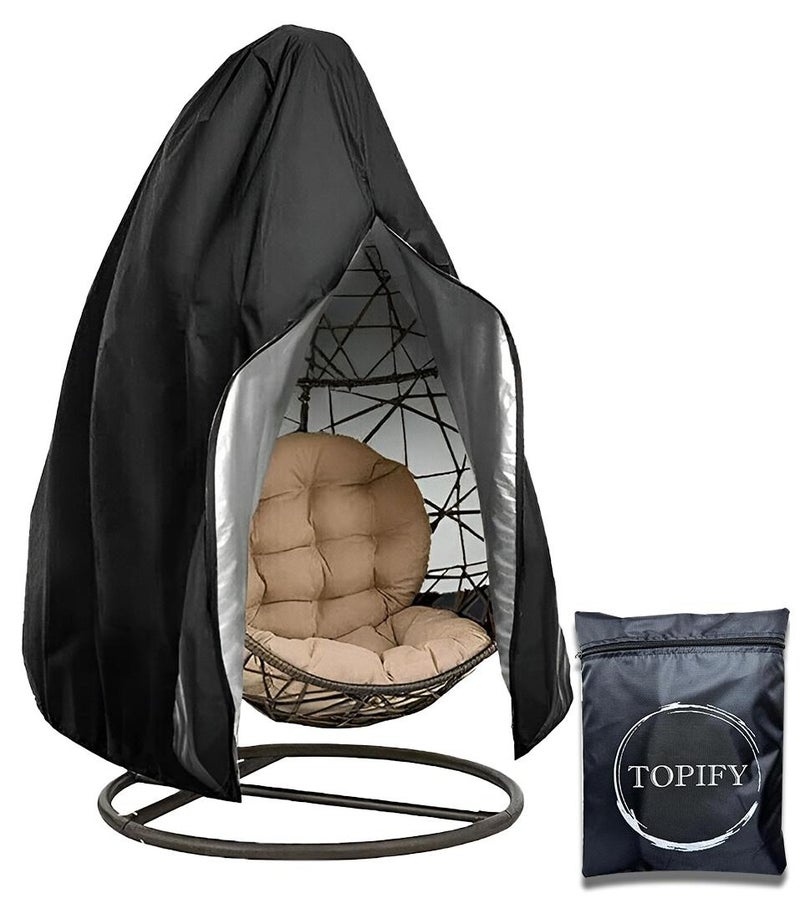 TOPIFY Waterproof Hanging Chair Cover, (190 x 115 cm) Upgraded 210D Heavy Duty Oxford Fabric UV Resistant Protective Cover for Swing Egg Chair - Image 1