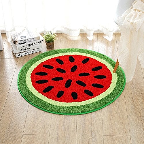 KUKISHOP Baby Round Creative Shaggy Watermelon Area Rugs and Carpet Soft Bedroom Home Carpet Mat Pad for Kids Play,Round 39.3" x 39.3" - Image 2
