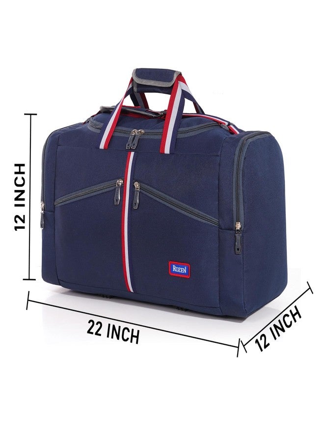 ROZEN حقيبة سفر روزن لليلة واحدة، حقيبة سفر من البوليستر للرجال والنساء، سعة 75 لتر (أزرق داكن) - Image 4