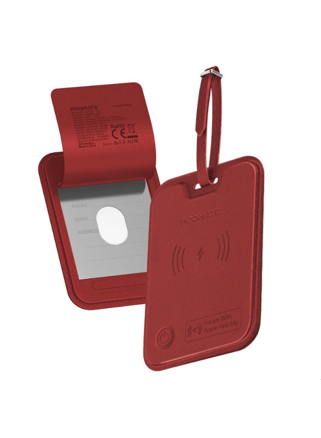 بروميت علامة أمتعة ذكية من الجلد من بروميت مضادة للفقدان مع خاصية تتبع Apple Find My Tracker، وحماية RFID، وشحن لاسلكي، وتنبيه 90 ديسيبل، وبطارية تدوم 6 أشهر، وتصميم نحيف ومتين، وبلوتوث 5.2 لأجهزة Apple فقط - Image 3