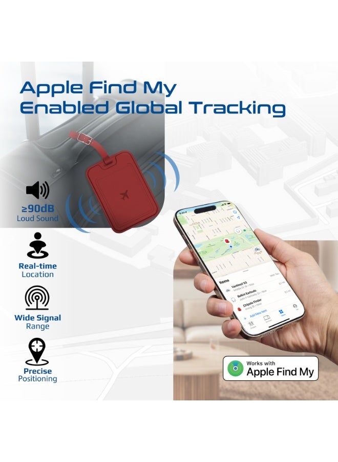 بروميت علامة أمتعة ذكية من الجلد من بروميت مضادة للفقدان مع خاصية تتبع Apple Find My Tracker، وحماية RFID، وشحن لاسلكي، وتنبيه 90 ديسيبل، وبطارية تدوم 6 أشهر، وتصميم نحيف ومتين، وبلوتوث 5.2 لأجهزة Apple فقط - Image 2