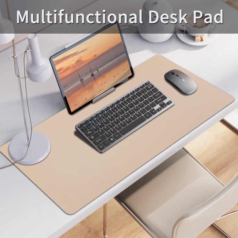 Bloss Leather Desk Pad, Mouse Pad, Non-Slip Desk Protector Mat, Leather Desk Blotter, Computer Desk Pad, Waterproof Desk Mat for Office Home Decor - Beige (31.5Ã—15.7 Inches) - Image 3