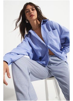 JUNE June Women Cotton Blend Striped Wide Fit Woven Shirt Blue  - Image 2