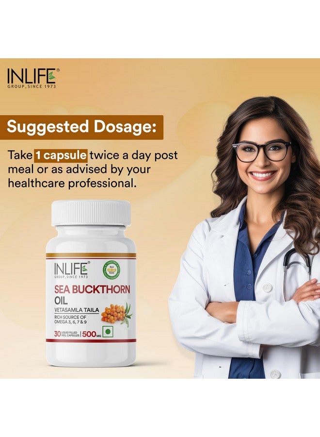Inlife كبسولات زيت البحر النبق INLIFE 500 ملغ | مكمل أوميغا 3 6 7 9 للبشرة والصحة العامة - 30 كبسولة سائلة نباتية (عبوة من 1، 30) - Image 3