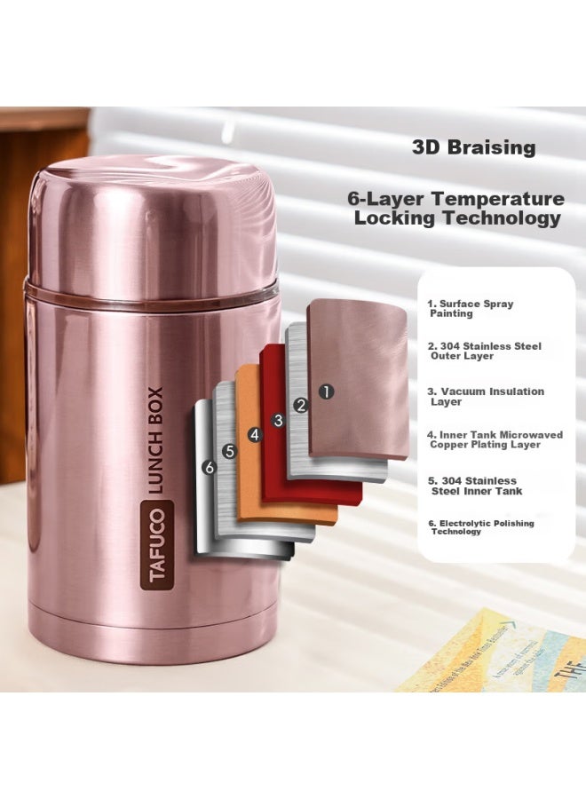 Tafuco Insulated Food Container, Large Capacity Porridge Pot, Soup Jar, Portable Stainless Steel Thermos Lunch Box For Students, Extra Long, 1000ml, T2005 - Image 2