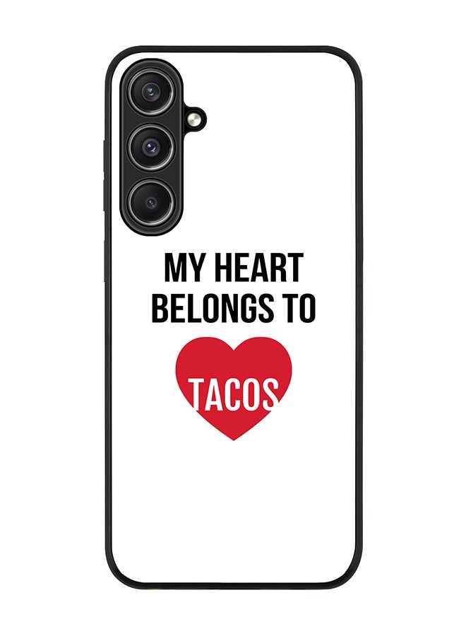 Stylizedd Rugged Black Edge case for Samsung Galaxy S23 FE, Custom Slim fit Flexible Anti Drop Thin Phone Case Cover - My heart belongs to tacos - Image 1