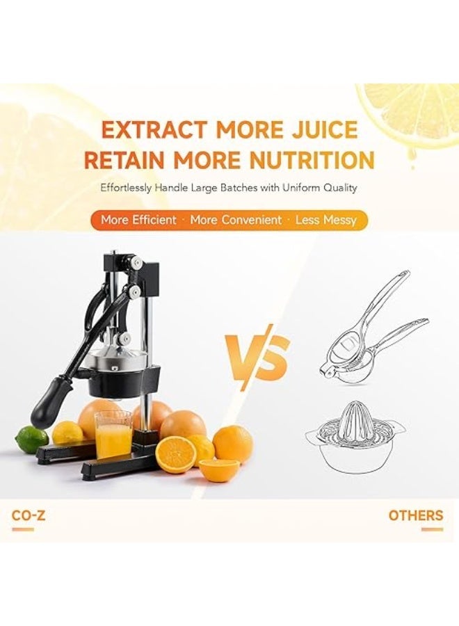 JIHAM Manual Fruit Juicer, Citrus Press, Hand Press Juicer, Juice Squeezer, For Various Commercial and Family Gatherings, For Orange Lemon Dragon Fruit Pomegranate Watermelon (Black) - Image 4