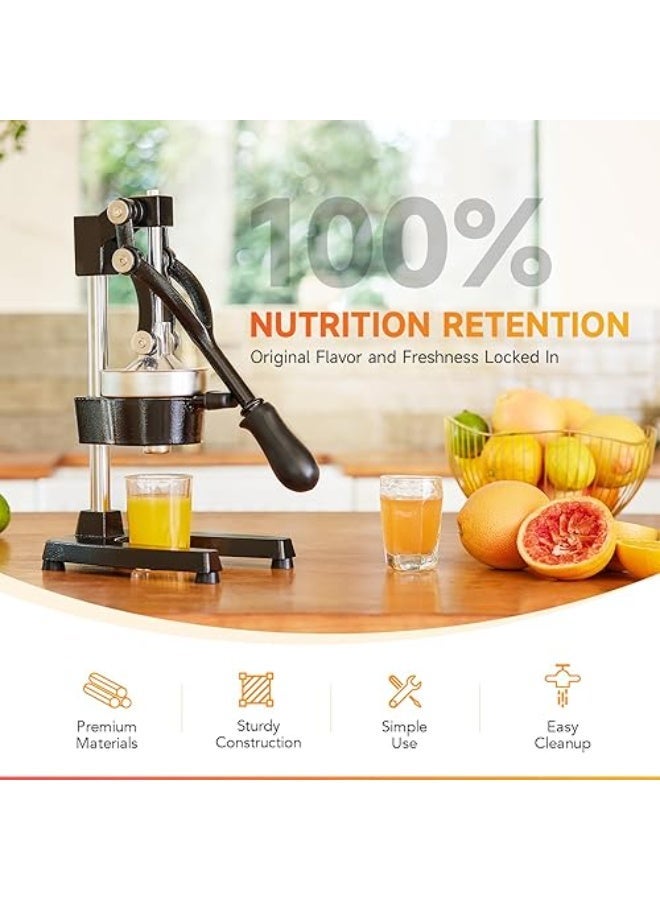 JIHAM Manual Fruit Juicer, Citrus Press, Hand Press Juicer, Juice Squeezer, For Various Commercial and Family Gatherings, For Orange Lemon Dragon Fruit Pomegranate Watermelon (Black) - Image 5