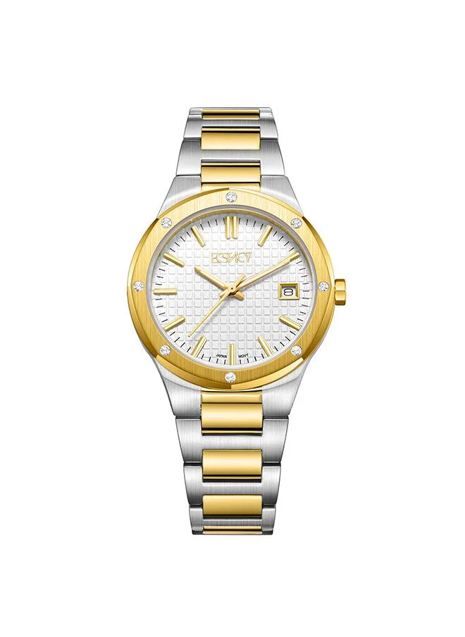 ECSTACY Ecstacy Women's GM10 Movement Watch, Analog Display and Stainless Steel Strap - E23509-TBTW, Two Tone Gold