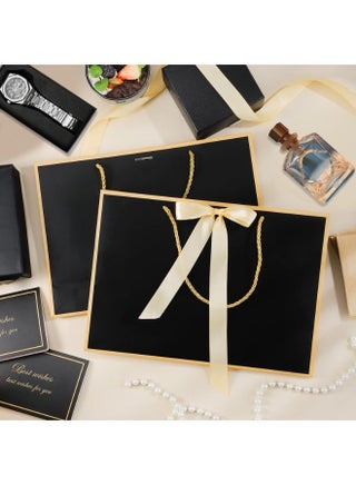 Black Gift Packaging Set, 2 Pack with Tissue Paper & Greeting Cards, Elegant Gift Wrap Bags for Birthday Wedding Baby Shower Party - view 4