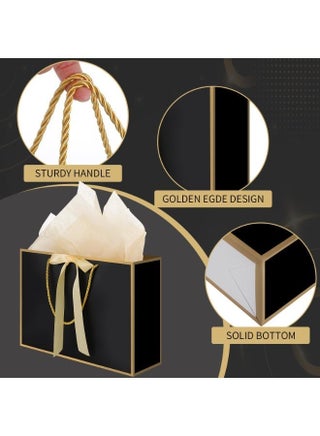 Black Gift Packaging Set, 2 Pack with Tissue Paper & Greeting Cards, Elegant Gift Wrap Bags for Birthday Wedding Baby Shower Party - view 3