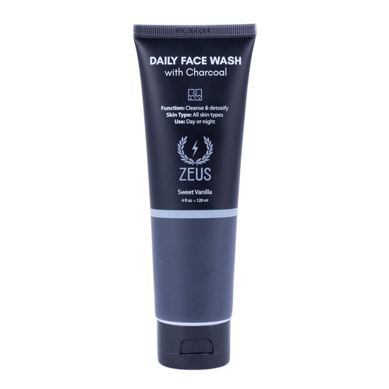 ZEUS Charcoal Face Wash for Men | Daily Facial Cleanser for Oily Skin, Blackhead Removal, & Deep Pore Cleansing | Detoxifying & Exfoliating | Made in USA - Image 1
