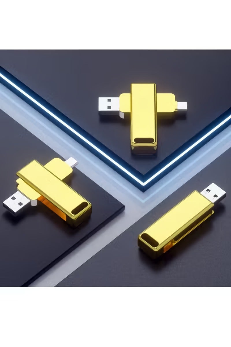 USB Flash Memory Stick, 2 In 1 Portable Thumb Drive, Compact And Durable USB Flash Drive, High Speed Pen Drive For Mobile Phones Tablets Laptops, (1pc, Golden, 8GB) - Image 4