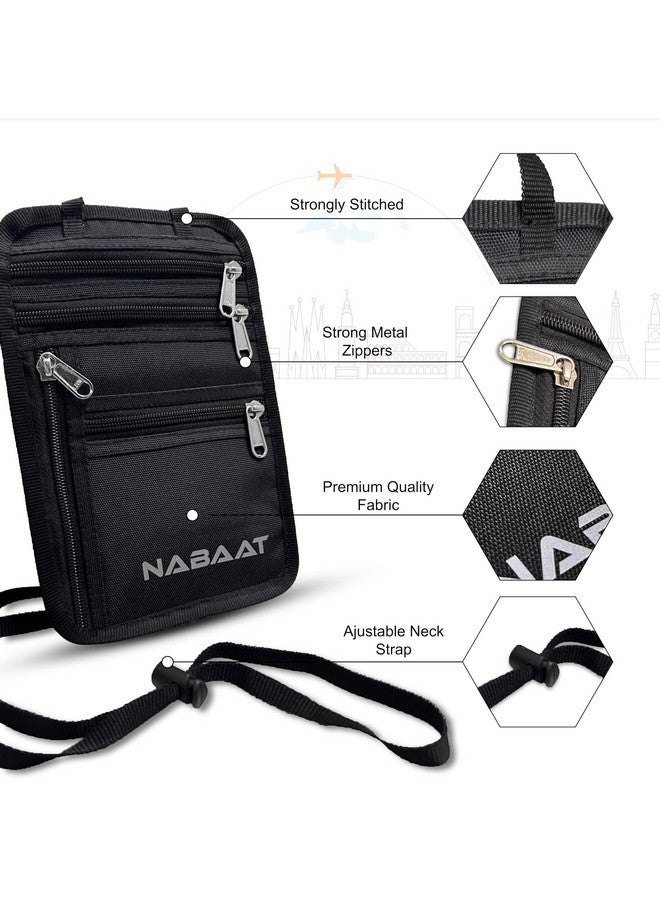 NABAAT Polyester Neck Wallet Passport Holder Bag, Passport Pouch Cover for Men, Women & Family, Cash/Card/Ticket Holder - Travel Essentials Organizer (Black, NW-1) - Image 4