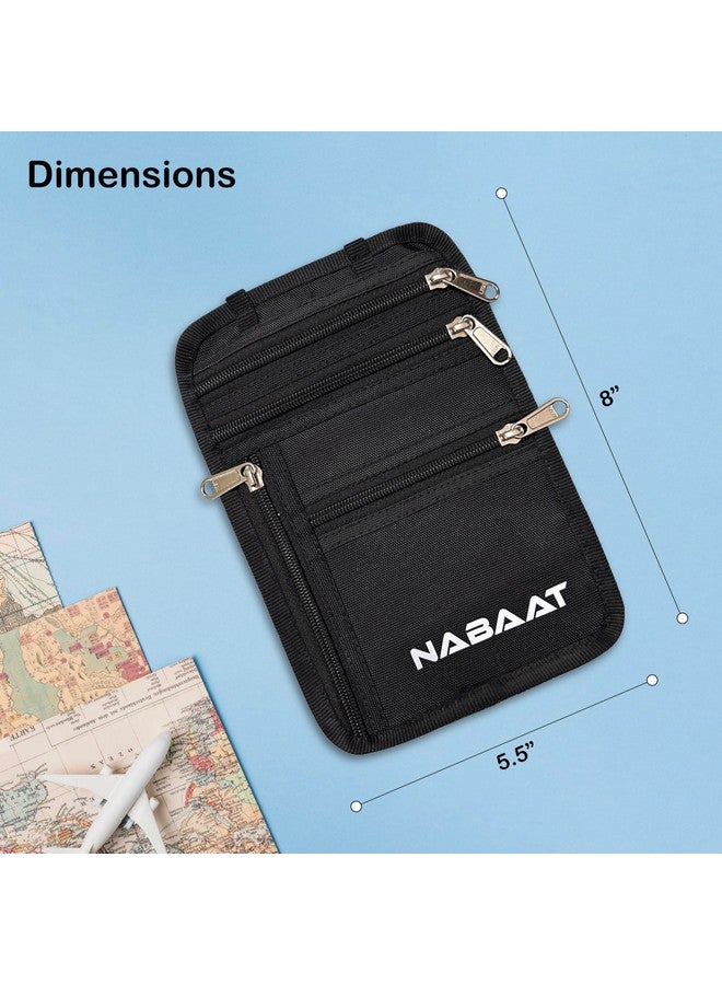 NABAAT Polyester Neck Wallet Passport Holder Bag, Passport Pouch Cover for Men, Women & Family, Cash/Card/Ticket Holder - Travel Essentials Organizer (Black, NW-1) - Image 5