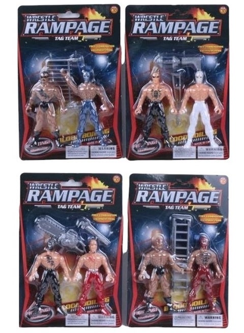 4 قطع من مصارعين ومعدات WWE Wrestle Rampage