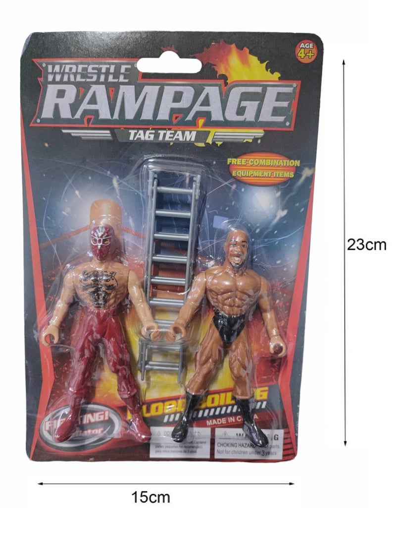 4 قطع من مصارعين ومعدات WWE Wrestle Rampage