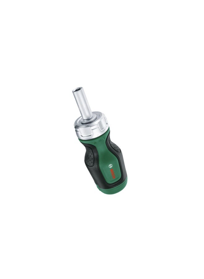 BOSCH Stubby Ratchet Screwdriver | Compact & Ergonomic Design | Ratchet Mechanism | 6 Steel Bits | Soft-Grip Handle,1 Pc - Image 1