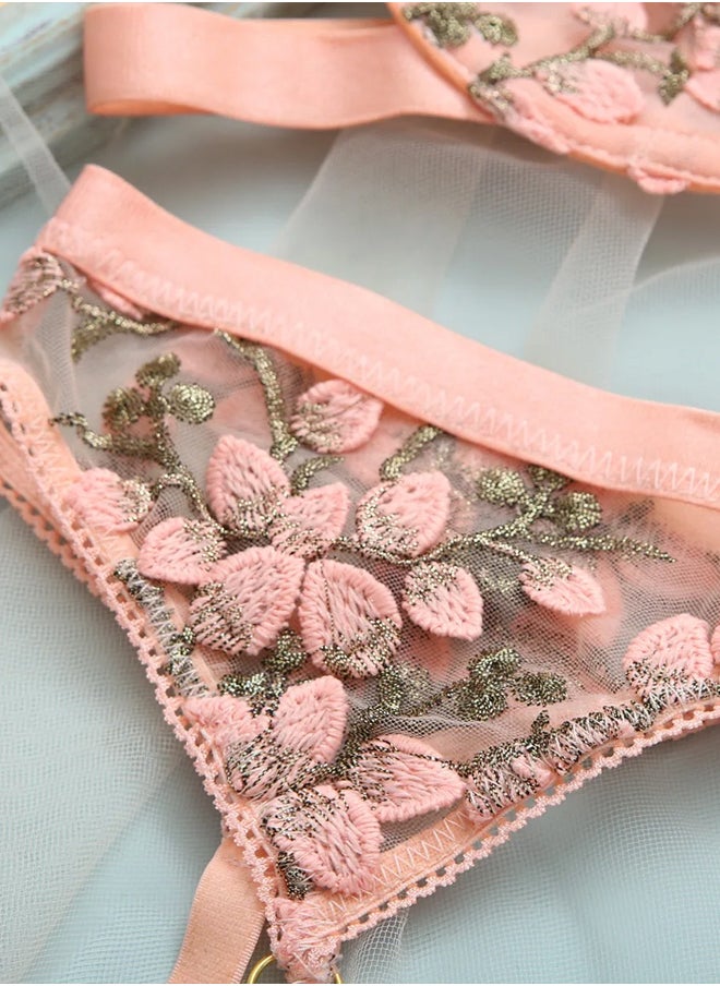 MARGOUN XXL Size Women Babydoll Sleepwear Luxury Lingerie Bra And Panty Sets Garter Lingerie Pink  - Image 2