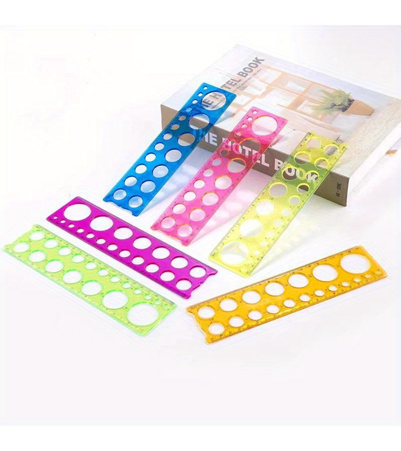 مجموعة من 4 مساطر هندسية دائرية بقطر 21 سم لرسم الأشكال الهندسية، مخصصة للطلاب لمشاريع الرسم الدقيقة واحتياجات الحرف اليدوية - Image 2
